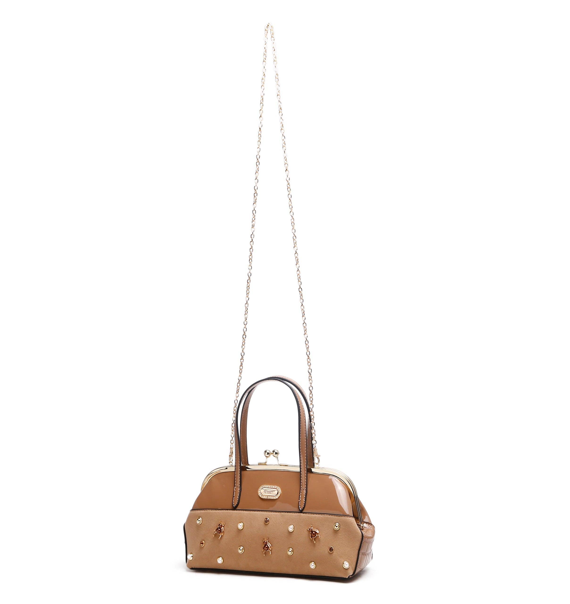 Brangio Italy Luxury Design Crystal & Pearl Accents Purse