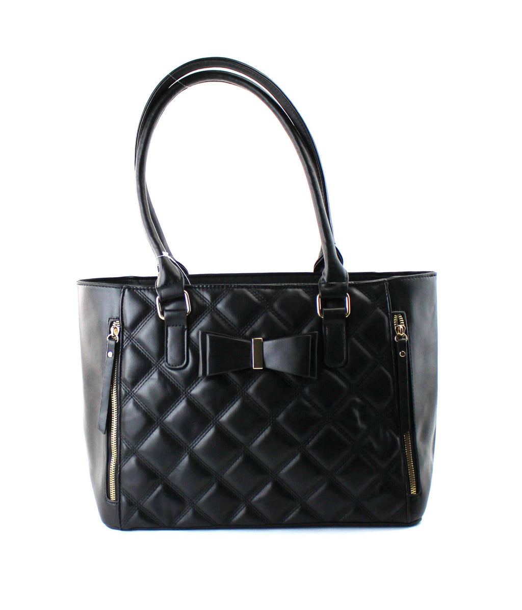 Quilted Satchel Set - 2-Piece Handbag with Matching Wristlet