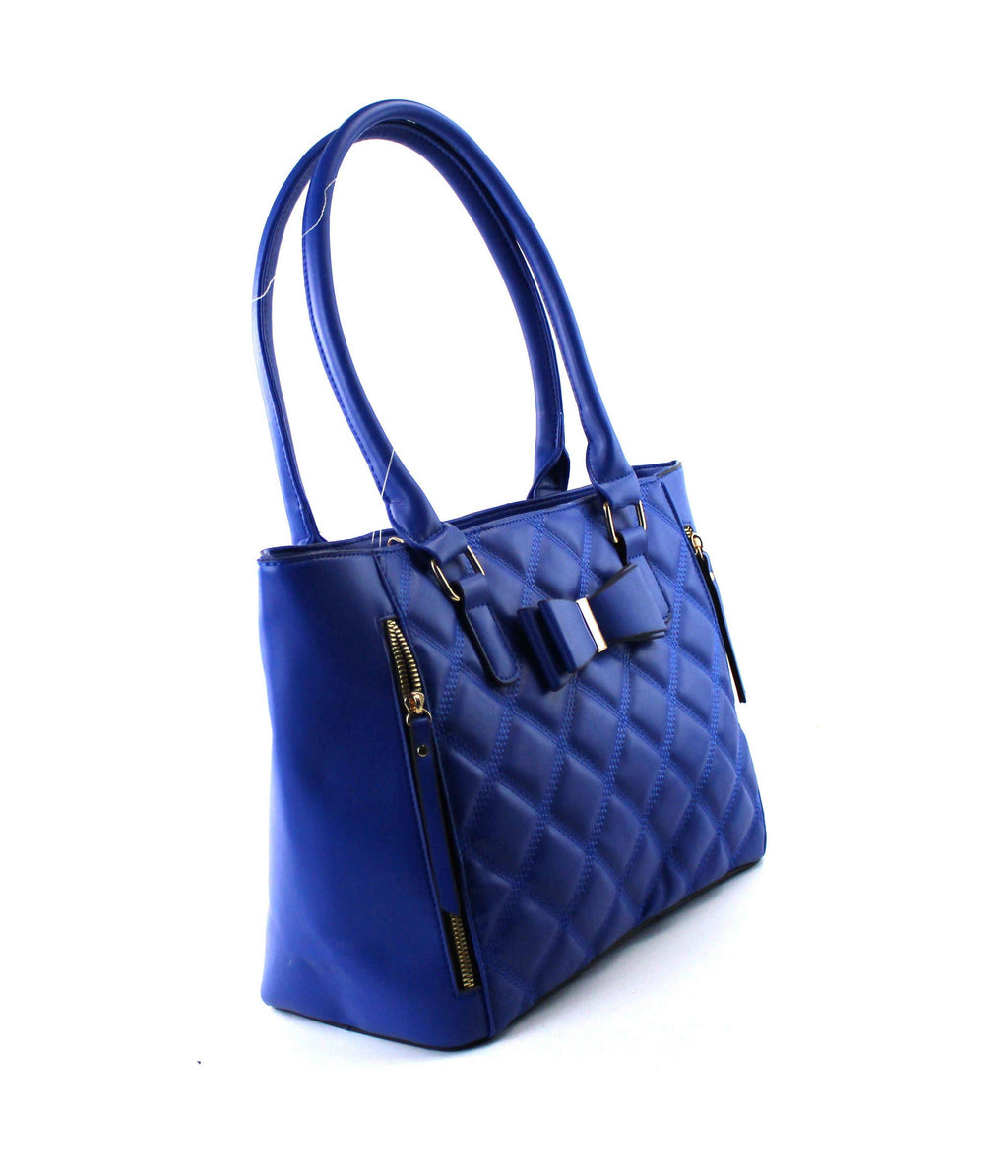 Quilted Satchel Set - 2-Piece Handbag with Matching Wristlet