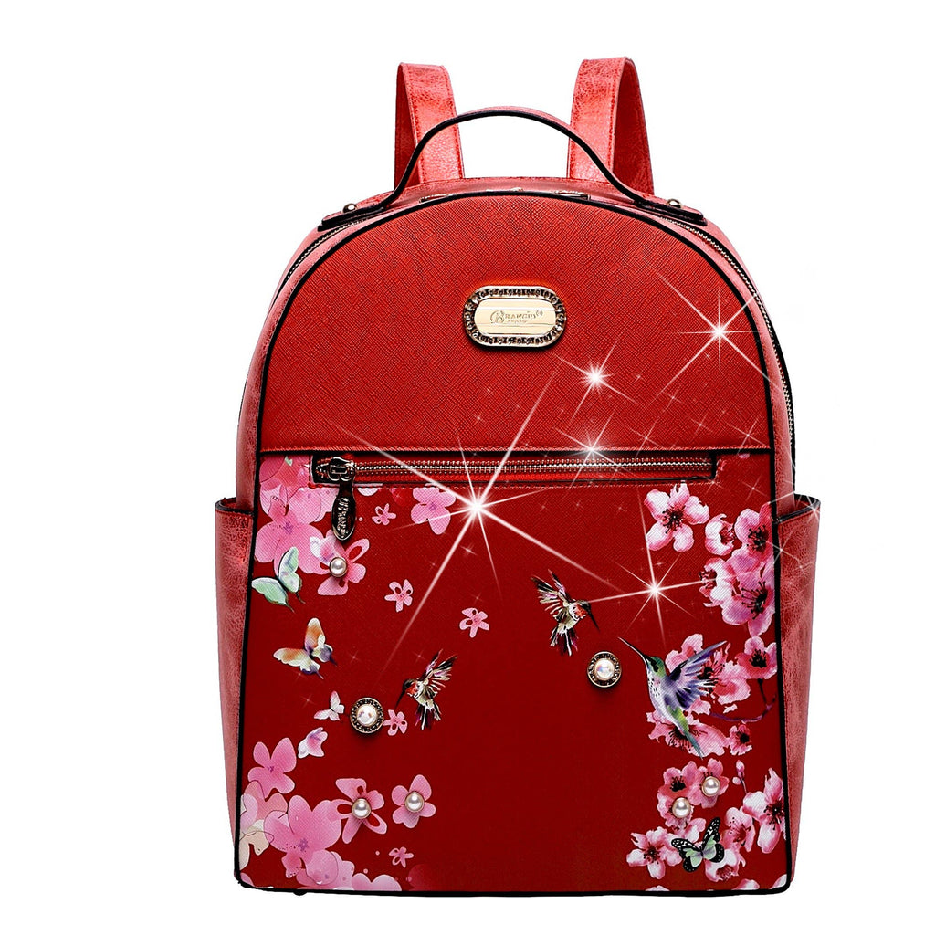 Brangio Italy Vintage Floral & Hummingbird Backpack