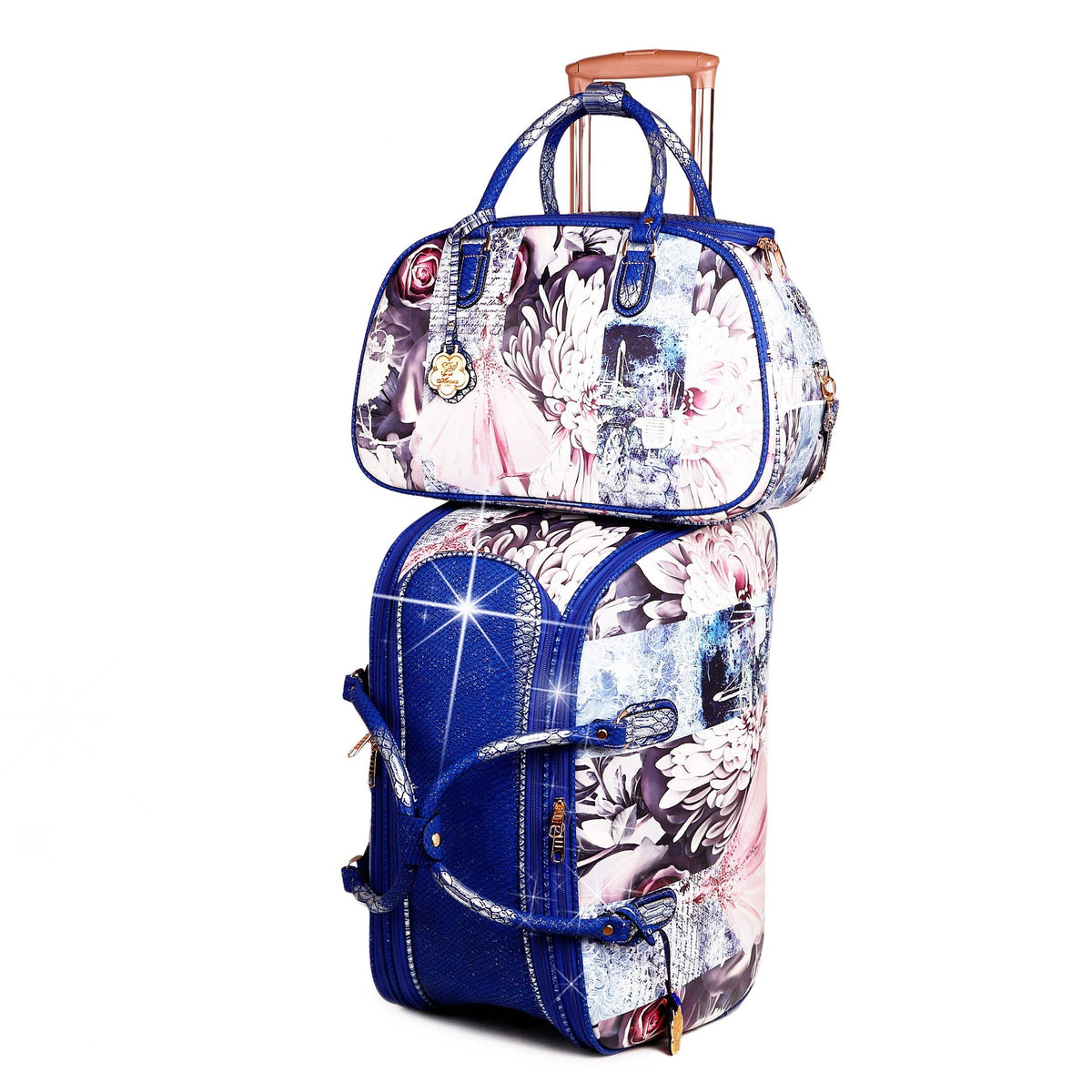 Arosa Elegant Floral Voyage wheeled Duffle  Bag Set[2pcs]