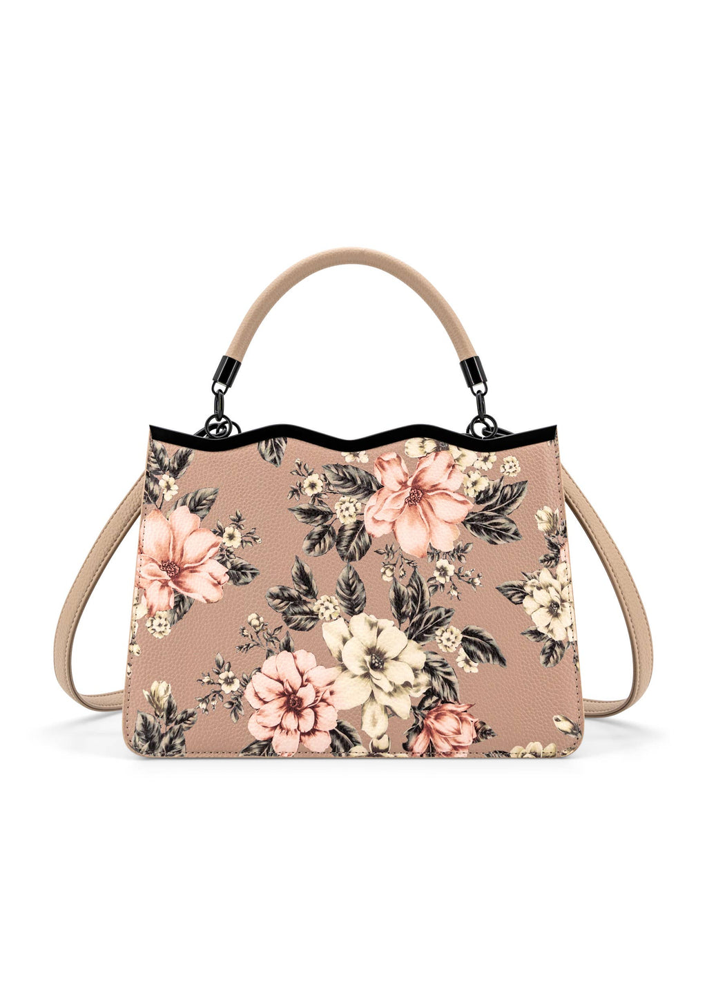 Violette Vegan Leather Floral Print Crossbody Satchel Bag
