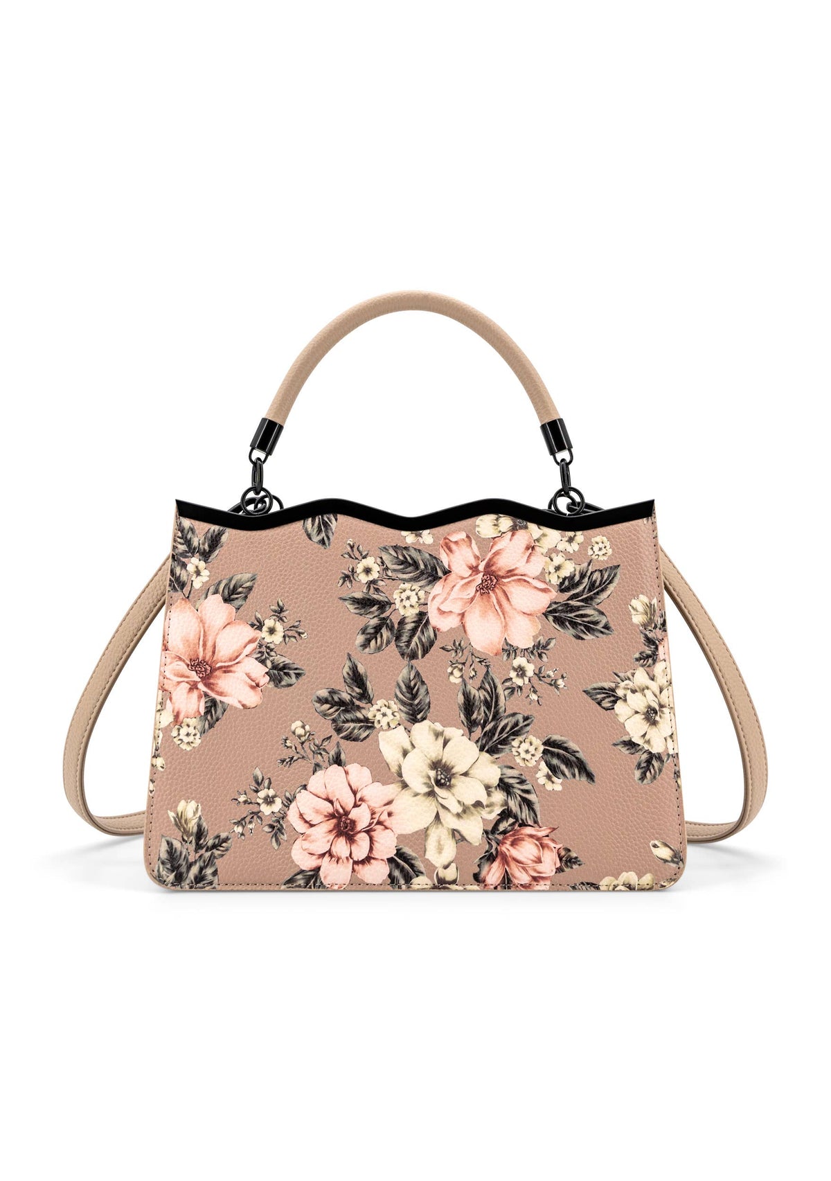 Violette Vegan Leather Floral Print Crossbody Satchel Bag